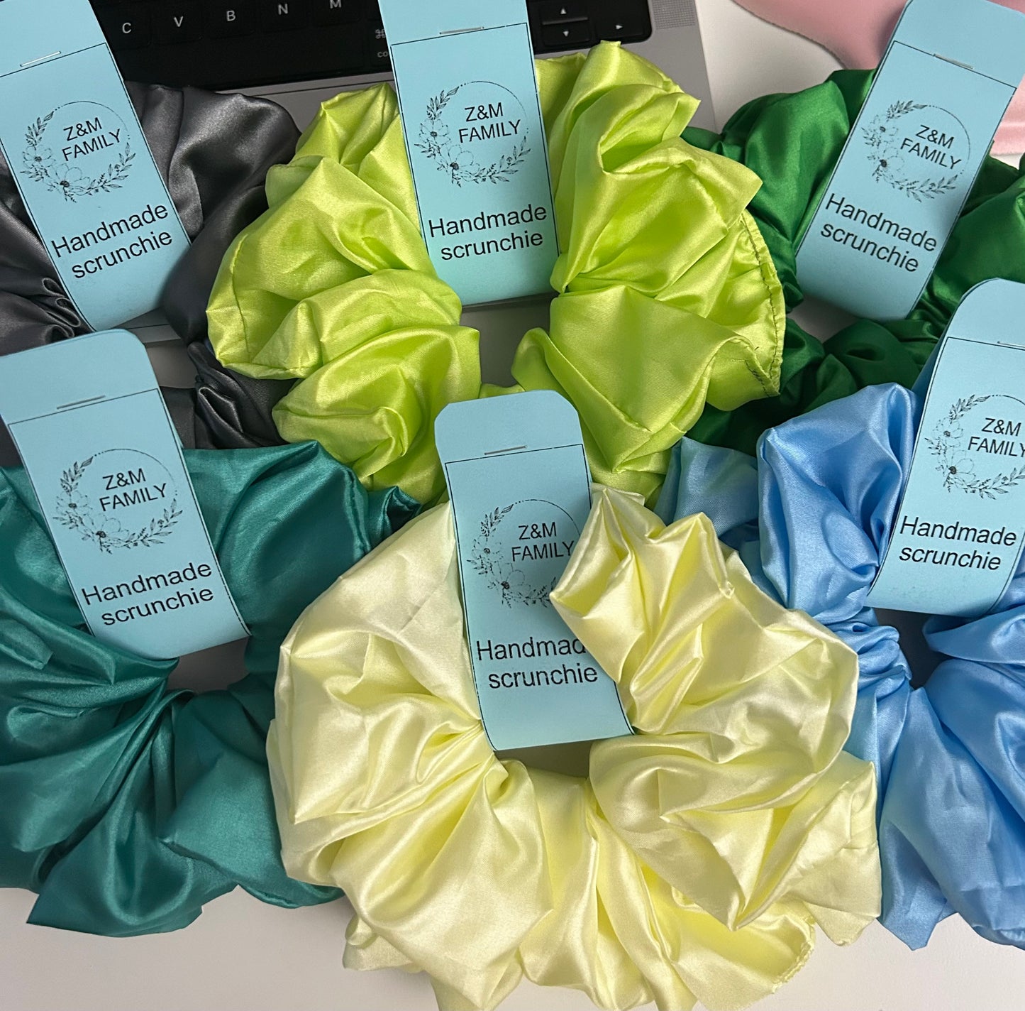 Silk, Satin Scrunchie - Large 20 Colors Available. Free scrunchie holder.