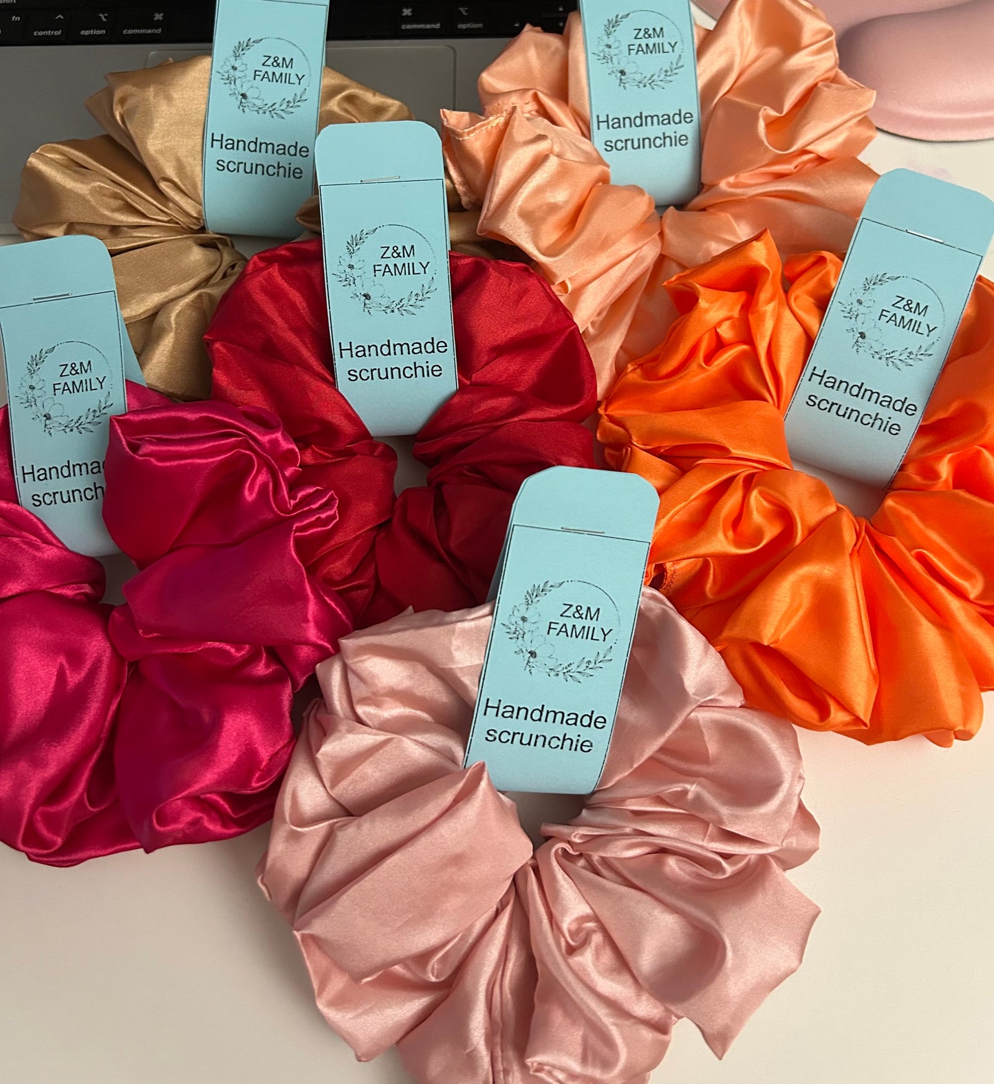 Silk, Satin Scrunchie - Large 20 Colors Available. Free scrunchie holder.